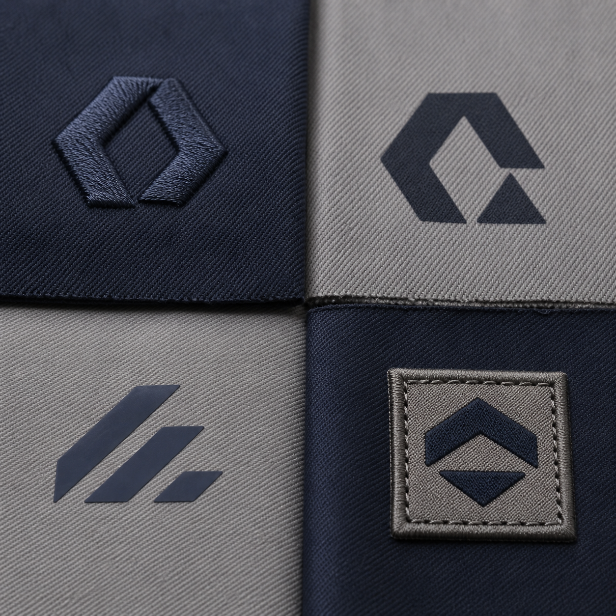 Examples of embroidery, printing, heat transfer and patch branding methods