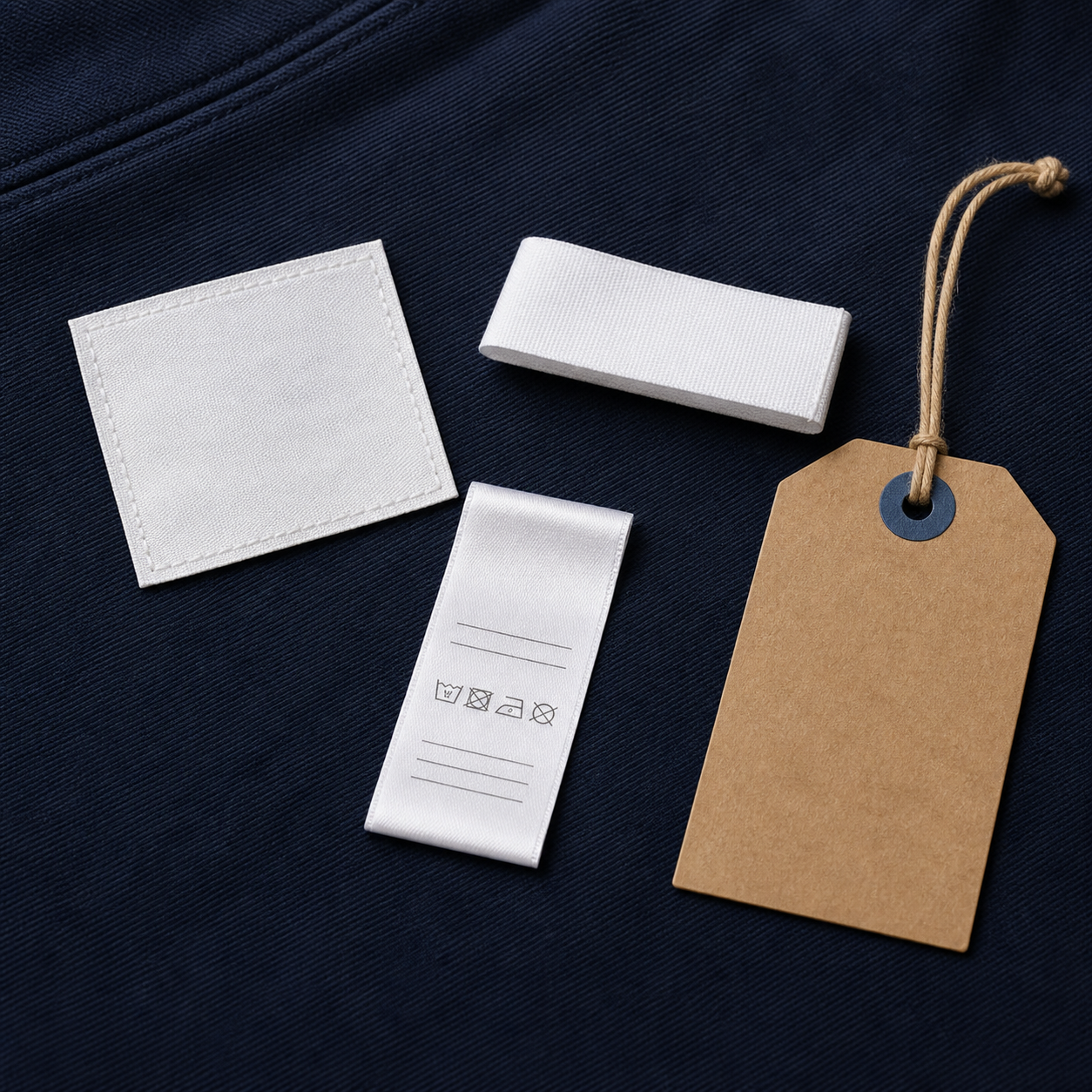 Garment patches, woven labels, care labels and hangtags