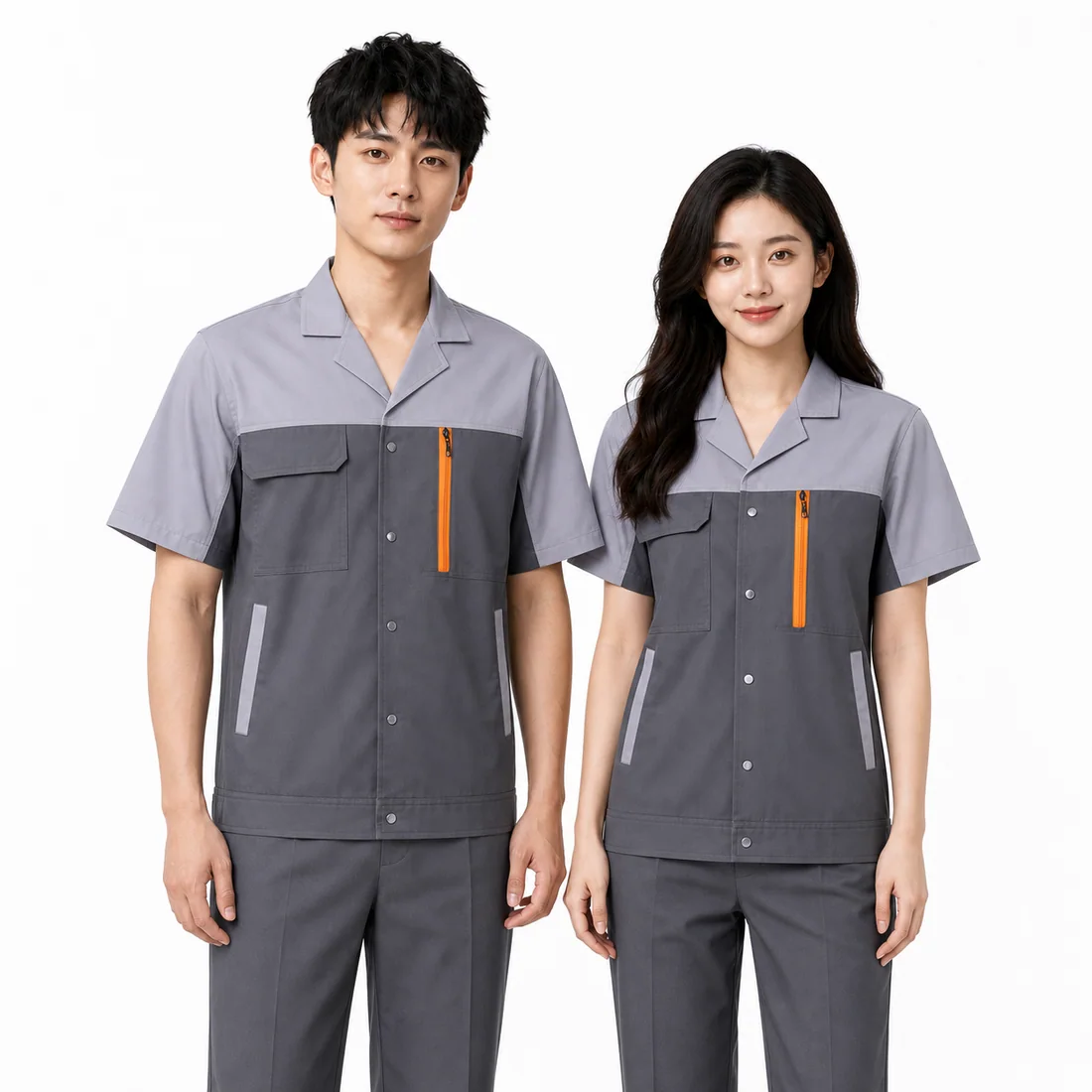Dark gray short-sleeve workshop workwear set