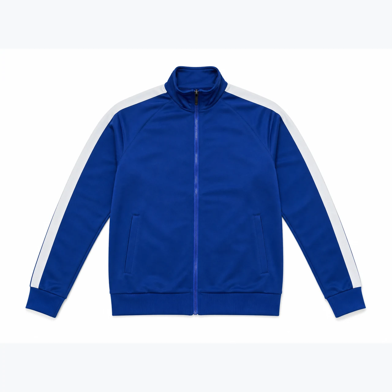 Front view of Blue Zip Team Track Jacket GAR-TJ-002