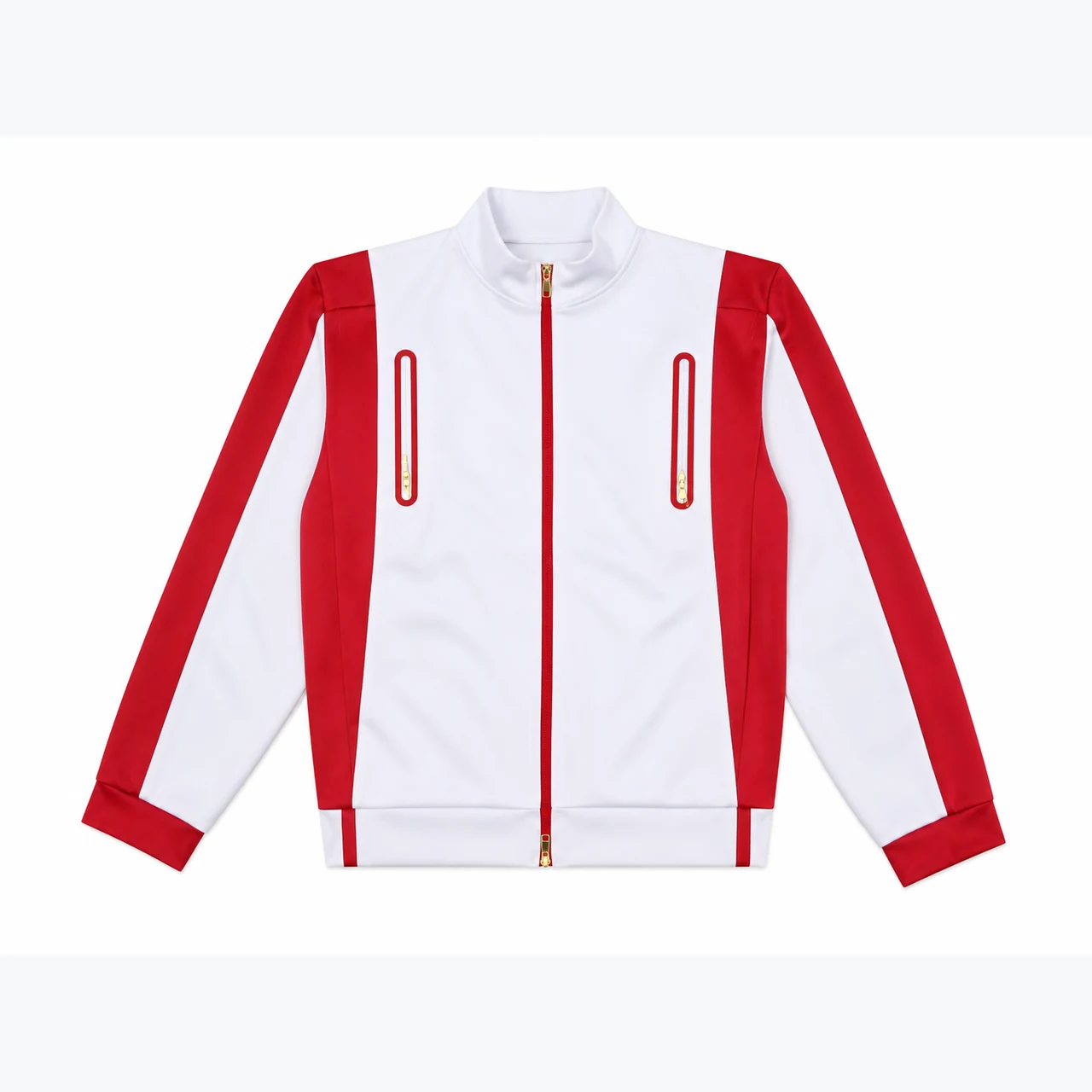 Front view of Red-and-White Team Track Jacket GAR-TJ-003