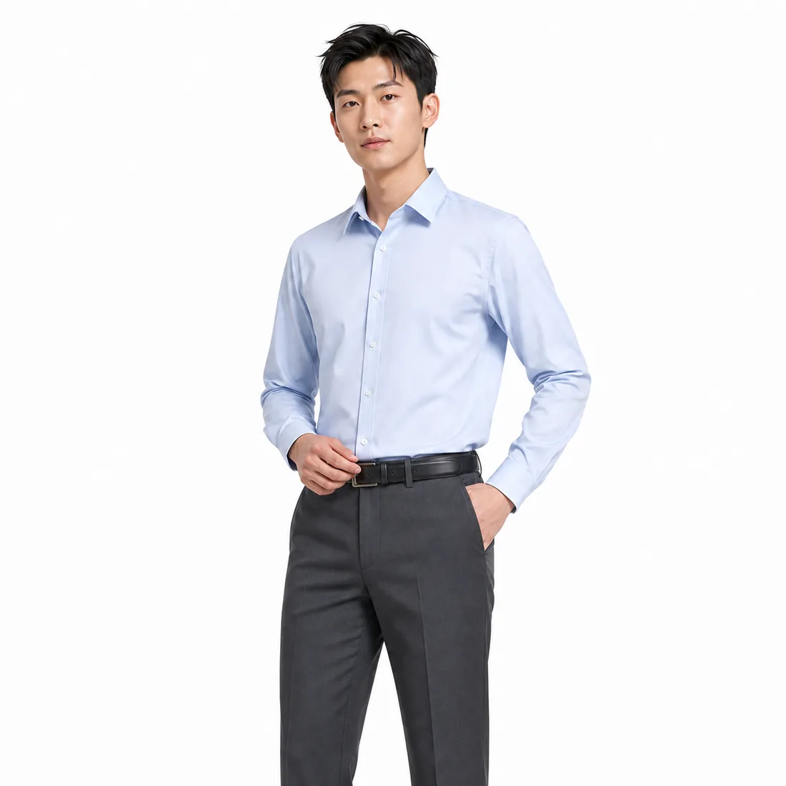 Men's straight-leg gray business uniform trousers