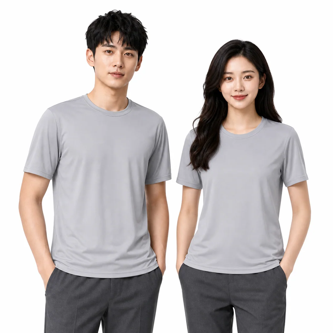 Men's and women's gray quick-dry school sports T-shirts